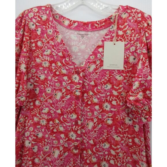 Garnet Hill Dress Small A-Line Button Up Floral Cottage Lyocell NEW - Picture 2 of 12